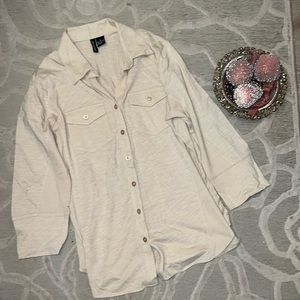 NWOT🌷JASON MAXWELL🌷Cream button front collar 3/4 sleeve cotton rayon knit top